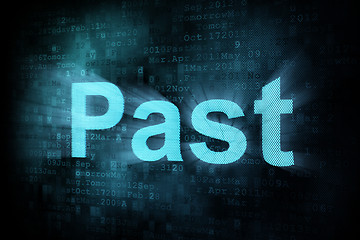 Image showing Timeline concept: pixeled word Past on digital screen