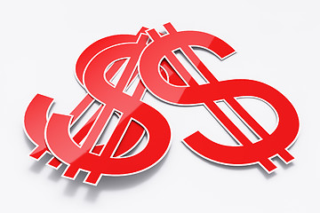 Image showing Three shiny paper dollar signs