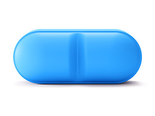 Image showing Single blue pill on white