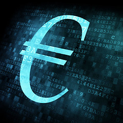Image showing Euro sign on digital screen