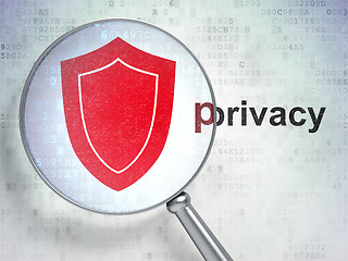 Image showing Shield icon and privacy word on digital background