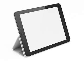 Image showing Black abstract tablet computer (pc) on white background