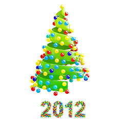 Image showing Christmas tree with colorful 2012 text