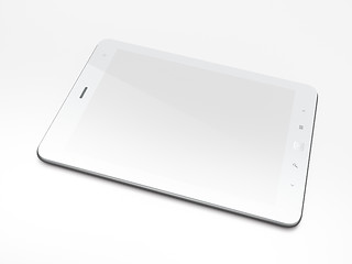 Image showing Beautiful black tablet pc on white background