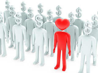 Image showing Peoples with dollar-shaped and heart-shaped heads