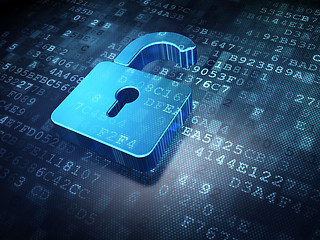 Image showing Security concept: padlock on digital background