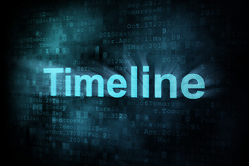 Image showing Timeline concept: pixeled word Timeline on digital screen