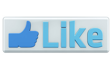 Image showing &quot;Like&quot; button 3d  render on white