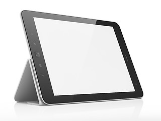 Image showing Black abstract tablet pc on white background