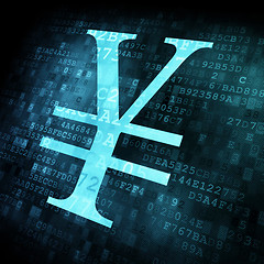 Image showing Yen sign on digital screen