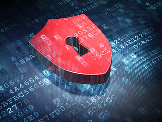 Image showing Privacy concept: Shield on digital background