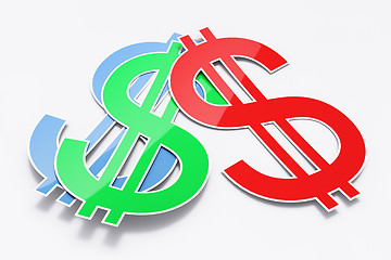 Image showing Three shiny dollar signs