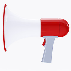 Image showing Red megaphone with red button