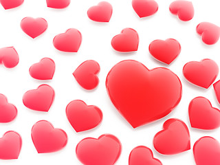 Image showing Beautiful red hearts on white
