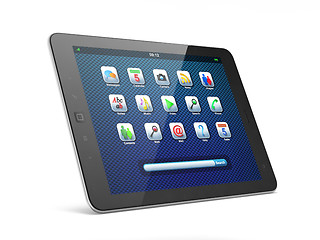 Image showing Beautiful black tablet pc on white background