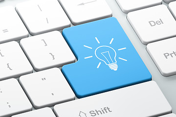 Image showing Business concept: computer keyboard with Light Bulb