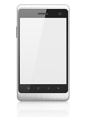 Image showing Beautiful smartphone on white background. Generic mobile smart phone