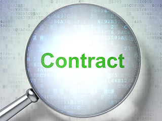 Image showing Magnifying optical glass with words Contract on digital backgrou