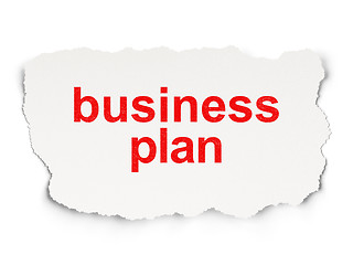 Image showing Torn paper with words business plan on  background