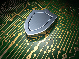 Image showing Security concept: circuit board with shield icon