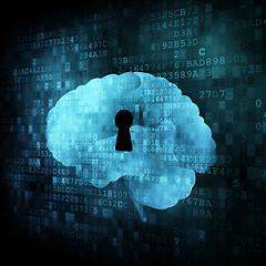 Image showing Brain with keyhole on digital screen