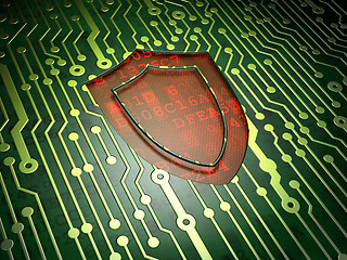 Image showing Security concept: circuit board with Shield icon
