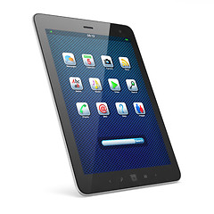 Image showing Beautiful black tablet pc on white background