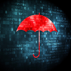 Image showing Security concept: Umbrella on digital background