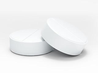 Image showing Two white medical pills