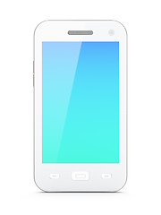 Image showing Beautiful white smartphone on white background