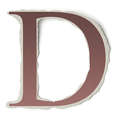 Image showing Numbers and letters collection, vintage alphabet based on newspaper cutouts. Letter D on torn paper