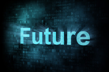 Image showing Timeline concept: pixeled word Future on digital screen