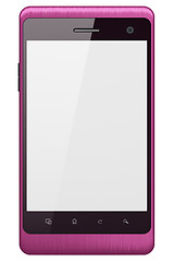 Image showing Beautiful smartphone on white background. Generic mobile smart phone