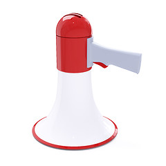 Image showing Red megaphone with red button