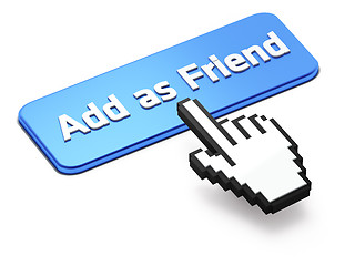 Image showing Hand-shaped mouse cursor press Add as Friend  button