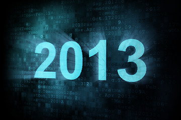 Image showing Timeline concept: pixeled word 2013 on digital screen