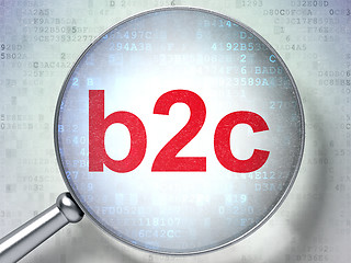 Image showing Magnifying optical glass with words b2c on digital background