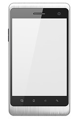 Image showing Beautiful smartphone on white background. Generic mobile smart phone