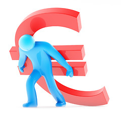 Image showing Blue human figure carring red euro sign