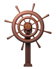 Image showing Wooden steering-wheel on white