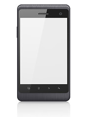 Image showing Beautiful smartphone on white background. Generic mobile smart phone