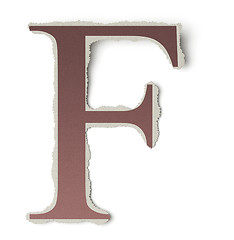 Image showing Numbers and letters collection, vintage alphabet based on newspaper cutouts. Letter F on torn paper