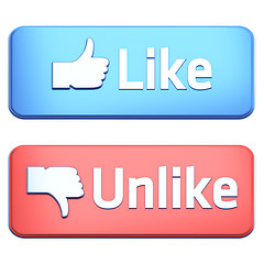 Image showing &quot;Like&quot; and &quot;Unlike&quot; buttons 3d  render on white