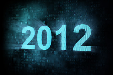 Image showing Timeline concept: pixeled word 2012 on digital screen