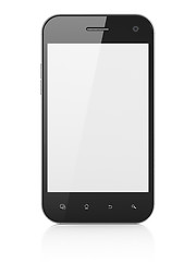 Image showing Beautiful smartphone on white background. Generic mobile smart phone