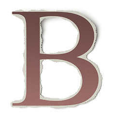 Image showing Numbers and letters collection, vintage alphabet based on newspaper cutouts. Letter B on torn paper