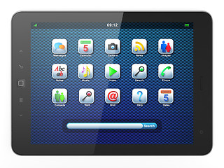 Image showing Beautiful black tablet pc on white background