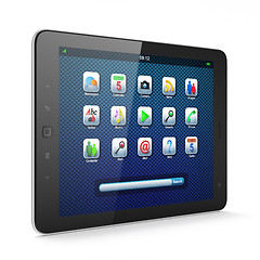 Image showing Beautiful black tablet pc on white background