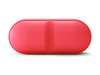 Image showing Single red pill on white
