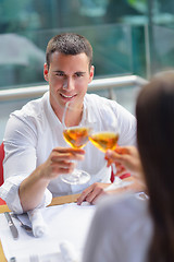 Image showing couple having lanch at beautiful restaurant